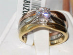 Jewellery Kingdom Ladies Solitaire Rose Gold 1 Carat Stainless Steel Ring Set (Yellow Gold) - Jewelry Rings - British D'sire