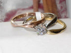 Jewellery Kingdom Ladies Solitaire Rose Gold 1 Carat Stainless Steel Ring Set (Yellow Gold) - Jewelry Rings - British D'sire