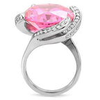Jewellery Kingdom Ladies Solitaire Sapphire Stainless Steel Cocktail Silver Ring (Pink) - Jewelry Rings - British D'sire