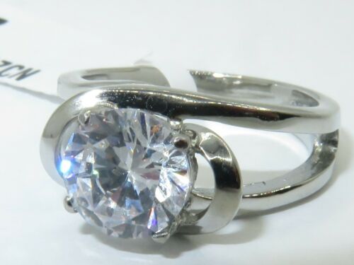 Jewellery Kingdom Ladies Solitaire Simulated Diamond Raised Swirl 2 Carat Ring (Silver) Secondary image