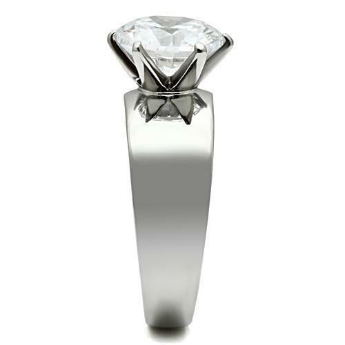 Jewellery Kingdom Ladies Solitaire Simulated Diamond Stainless Steel 64 Carat Ring (Silver) - Jewelry Rings - British D'sire