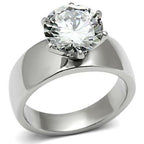 Jewellery Kingdom Ladies Solitaire Simulated Diamond Stainless Steel 64 Carat Ring (Silver) - Jewelry Rings - British D'sire