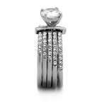 Jewellery Kingdom Ladies Solitaire Stainless Steel Cz 1.30 Carat 5pcs Wedding Engagement Ring Set - Jewelry Rings - British D'sire