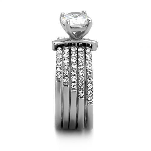 Jewellery Kingdom Ladies Solitaire Stainless Steel Cz 1.30 Carat 5pcs Wedding Engagement Ring Set - Jewelry Rings - British D'sire