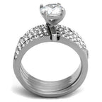 Jewellery Kingdom Ladies Solitaire Stainless Steel Cz 1.30 Carat 5pcs Wedding Engagement Ring Set - Jewelry Rings - British D'sire