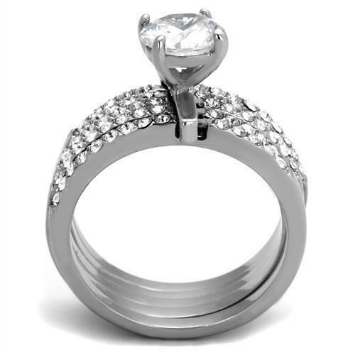 Jewellery Kingdom Ladies Solitaire Stainless Steel Cz 1.30 Carat 5pcs Wedding Engagement Ring Set - Jewelry Rings - British D'sire