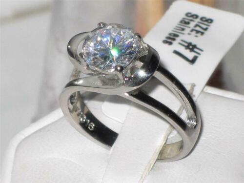 Jewellery Kingdom Ladies Solitaire Stainless Steel Cz Swirl Setting Ring - Jewelry Rings - British D'sire