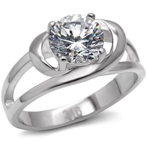 Jewellery Kingdom Ladies Solitaire Stainless Steel Cz Swirl Setting Ring - Jewelry Rings - British D'sire Main image