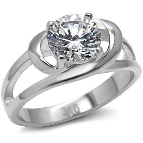 Jewellery Kingdom Ladies Solitaire Stainless Steel Cz Swirl Setting Ring - Jewelry Rings - British D'sire