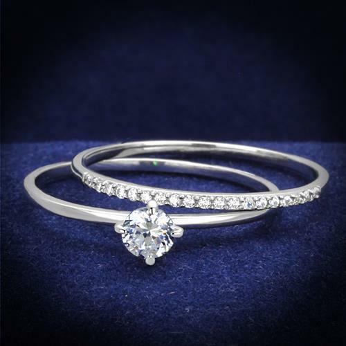 Jewellery Kingdom Ladies Solitaire Wedding Band Sterling Silver Cz 1/2 Carat Pretty Ring Set Secondary image