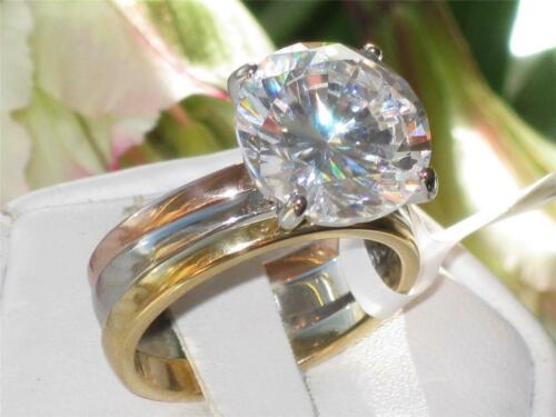 Jewellery Kingdom Ladies Solitaire Wedding Engagement Bands Set Stainless Steel Ring (Gold) Secondary image