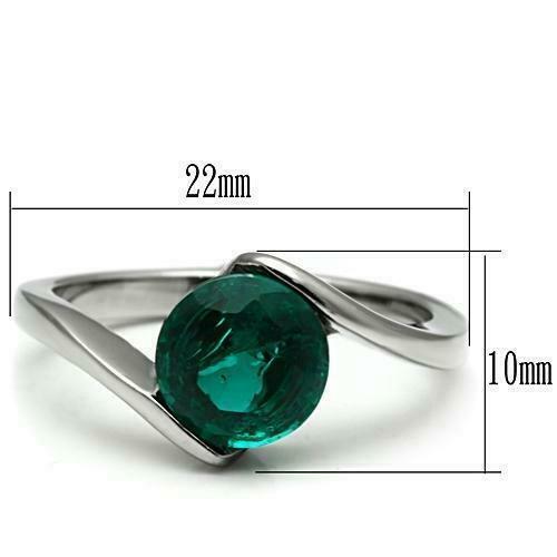 Jewellery Kingdom Ladies Solitaire Zircon 1.50 Carat Silver Stainless Steel Ring (Blue Green) Secondary image