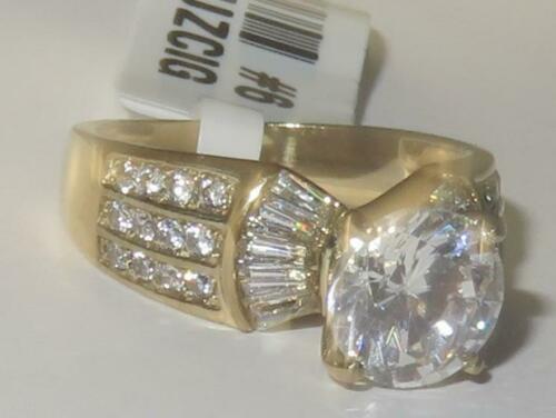 Jewellery Kingdom Ladies Sparkle Cubic Zirconia Solitaire Accents Baguettes 18CT Ring (Gold) - Jewelry Rings - British D'sire Main image