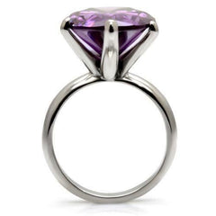 Jewellery Kingdom Ladies Sparkling Amethyst Pear Solitaire Stainless Steel Cocktail Ring - Rings - British D'sire