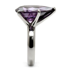 Jewellery Kingdom Ladies Sparkling Amethyst Pear Solitaire Stainless Steel Cocktail Ring - Rings - British D'sire