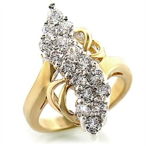 Jewellery Kingdom Ladies Sparkling Elegant Realistic Cluster Cubic Zirconia Ring (Gold) - Jewelry Rings - British D'sire