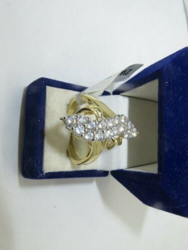 Jewellery Kingdom Ladies Sparkling Elegant Realistic Cluster Cubic Zirconia Ring (Gold) - Jewelry Rings - British D'sire