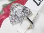 Jewellery Kingdom Ladies Sparkling Trillion Baguettes Stainless Steel 3K Ring (Silver) - Rings - British D'sire