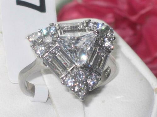 Jewellery Kingdom Ladies Sparkling Trillion Baguettes Stainless Steel 3K Ring (Silver) Secondary image