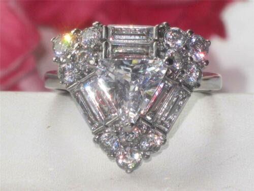 Jewellery Kingdom Ladies Sparkling Trillion Baguettes Stainless Steel 3K Ring (Silver) - Rings - British D'sire Main image