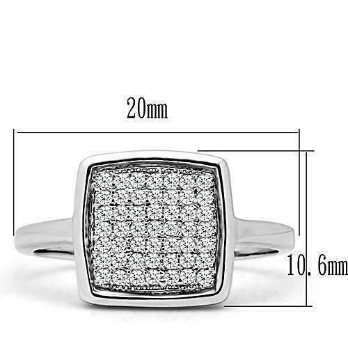 Jewellery Kingdom Ladies Square Flat Sparkling Pave Rhodium Ring (Silver) - Rings - British D'sire