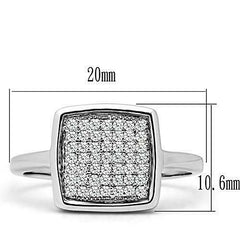 Jewellery Kingdom Ladies Square Flat Sparkling Pave Rhodium Ring (Silver) - Rings - British D'sire