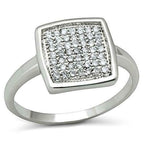 Jewellery Kingdom Ladies Square Flat Sparkling Pave Rhodium Ring (Silver) - Rings - British D'sire