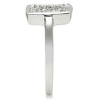 Jewellery Kingdom Ladies Square Flat Sparkling Pave Rhodium Ring (Silver) - Rings - British D'sire