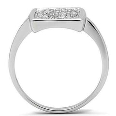 Jewellery Kingdom Ladies Square Flat Sparkling Pave Rhodium Ring (Silver) - Rings - British D'sire