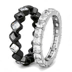 Jewellery Kingdom Ladies Stacking Band Cubic Zirconia Stainless Steel Princess Bezel Full Eternity Rings (Black) - Jewelry Rings - British D'sire