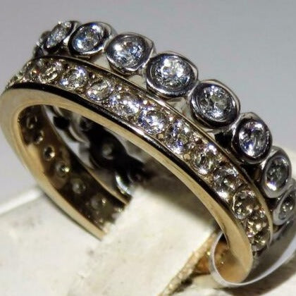 Jewellery Kingdom Ladies Stacking Bands 18kt Steel Full Eternity Stainless Steel Rings (Gold) - Jewelry Rings - British D'sire