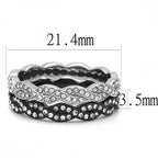 Jewellery Kingdom Ladies Stacking Bands 2pcs Stainless Steel Cz Wedding Eternity Rings (Black) - Jewelry Rings - British D'sire