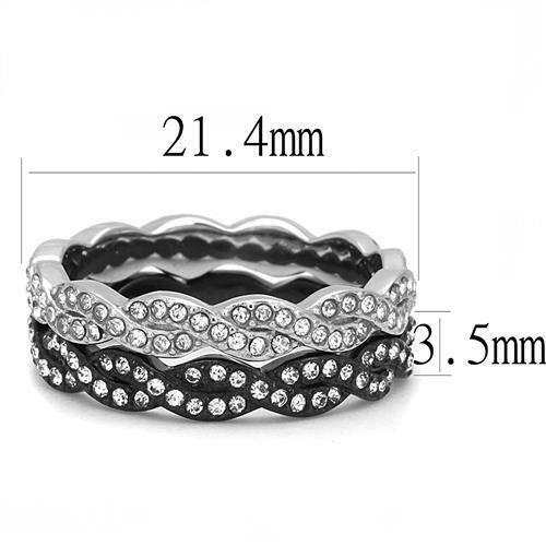 Jewellery Kingdom Ladies Stacking Bands 2pcs Stainless Steel Cz Wedding Eternity Rings (Black) - Jewelry Rings - British D'sire
