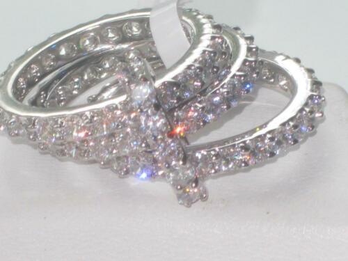Jewellery Kingdom Ladies Stacking Bands Cubic Zirconia Full Eternity Rhodium Sparkling Ring (Silver) - Jewelry Rings - British D'sire