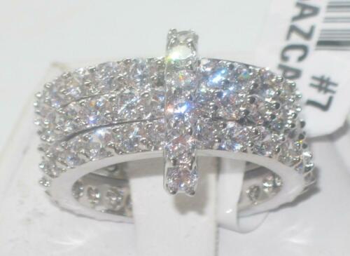 Jewellery Kingdom Ladies Stacking Bands Cubic Zirconia Full Eternity Rhodium Sparkling Ring (Silver) - Jewelry Rings - British D'sire