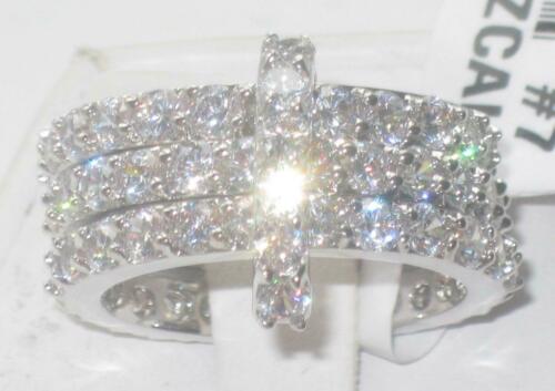 Jewellery Kingdom Ladies Stacking Bands Cubic Zirconia Full Eternity Rhodium Sparkling Ring (Silver) - Jewelry Rings - British D'sire Main image