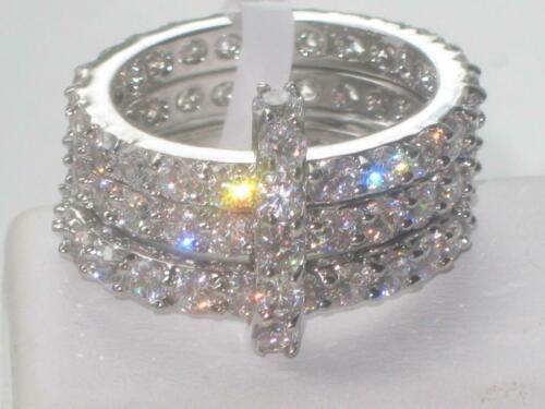 Jewellery Kingdom Ladies Stacking Bands Cubic Zirconia Full Eternity Rhodium Sparkling Ring (Silver) - Jewelry Rings - British D'sire