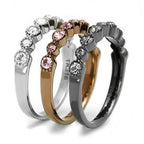 Jewellery Kingdom Ladies Stacking Bands Eternity Cubic Zirconia Stainless Steel Rings (Pink) - Jewelry Rings - British D'sire