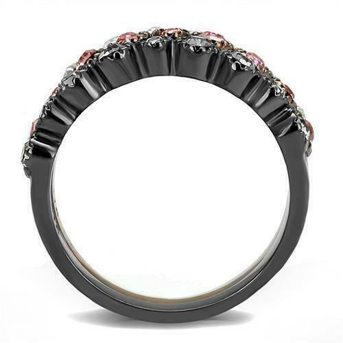 Jewellery Kingdom Ladies Stacking Bands Eternity Cubic Zirconia Stainless Steel Rings (Pink) - Jewelry Rings - British D'sire
