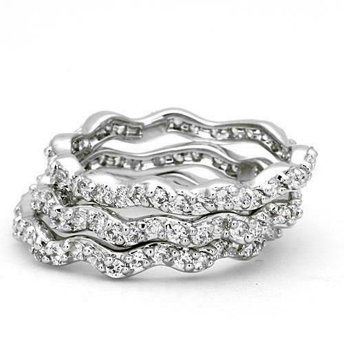 Jewellery Kingdom Ladies Stacking Bands Full Eternity Cubic Zirconia Rings Secondary image