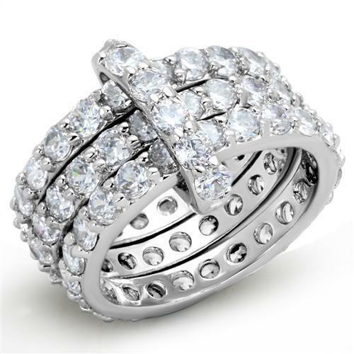Jewellery Kingdom Ladies Stacking Bands Full Eternity Cubic Zirconia Rings Secondary image