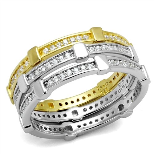 Jewellery Kingdom Ladies Stacking Bands Gold Sterling Silver Cz Full Eternity Wedding Rings - Jewelry Rings - British D'sire