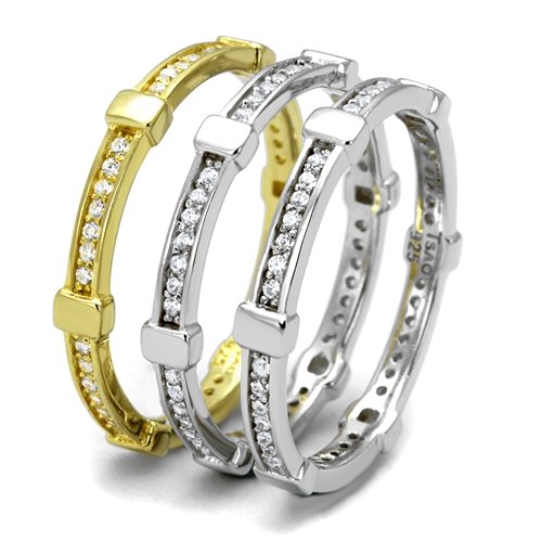 Jewellery Kingdom Ladies Stacking Bands Gold Sterling Silver Cz Full Eternity Wedding Rings - Jewelry Rings - British D'sire