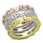 Jewellery Kingdom Ladies Stacking Bands Rose Gold Cz Emerald Cut Full Eternity Pink Citrine - Jewelry Rings - British D'sire
