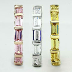 Jewellery Kingdom Ladies Stacking Bands Rose Gold Cz Emerald Cut Full Eternity Pink Citrine - Jewelry Rings - British D'sire