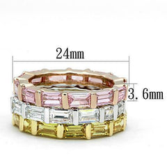 Jewellery Kingdom Ladies Stacking Bands Rose Gold Cz Emerald Cut Full Eternity Pink Citrine - Jewelry Rings - British D'sire