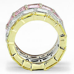 Jewellery Kingdom Ladies Stacking Bands Rose Gold Cz Emerald Cut Full Eternity Pink Citrine - Jewelry Rings - British D'sire