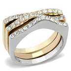 Jewellery Kingdom Ladies Stacking Cz Rose Gold Wedding Yellow Stainless Steel 3pc Bands Rings - Jewelry Rings - British D'sire