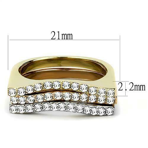 Jewellery Kingdom Ladies Stacking Cz Rose Gold Wedding Yellow Stainless Steel 3pc Bands Rings - Jewelry Rings - British D'sire