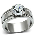 Jewellery Kingdom Ladies Stainless Steel Cubic Zirconia 8mm Band Bezel Ring (Silver) - Jewelry Rings - British D'sire